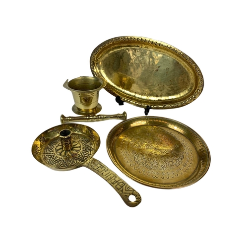 646 - Quantity of late 19th and early 20th century brassware. Largest 35cm
