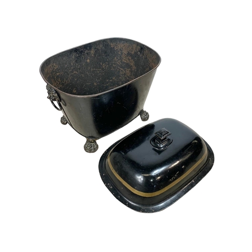 109 - Georgian Regency period tole ware coal bucket. Circa 1810/1820. 52 x 34 x 47cm