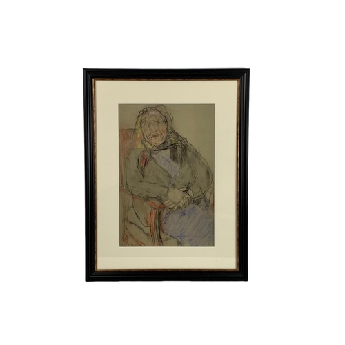 26a - Michael McGuinness pastel on paper “Seated Lady Wearing A Scarf” 59 x 77cm
