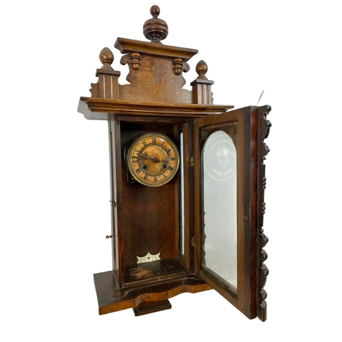 277 - Victorian Vienna wall clock, no weights or pendulum. 83cm