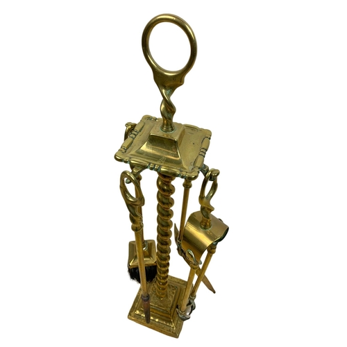 278 - Victorian brass companion set, 58cm