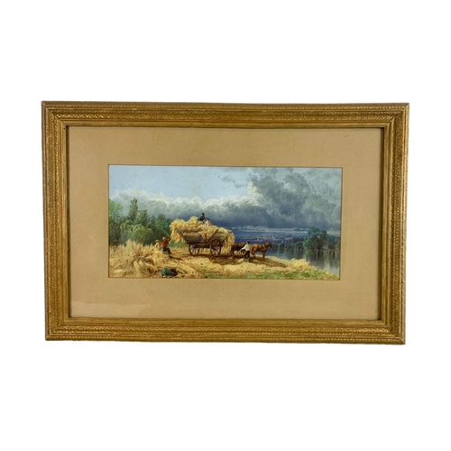 455A - 2 large Edwardian gilt framed watercolours. 77 x 50.5cm