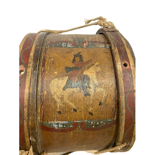 302 - Victorian loyalist drum with William III image, 40cm x 30cm