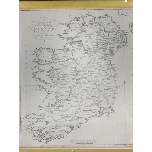 320 - Early 20th century framed map of Ireland. 38 x 38cm