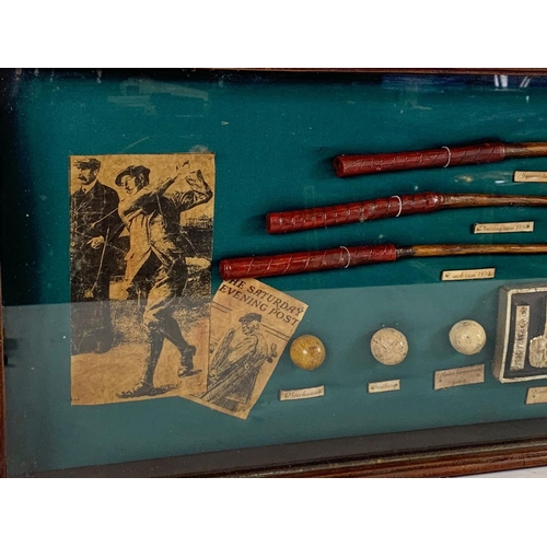 330 - Large vintage golf theme shadow box. 106 x 9 x 35cm