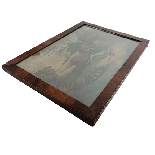 339 - 2 Georgian mahogany framed hunting prints. Largest 38.5 x 28.5cm