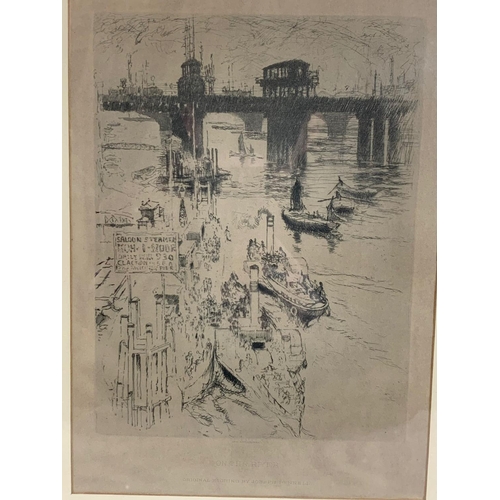 376 - Late 19th/20th century original etching by Joseph Pennell “On The River” 29 x 37cm