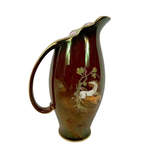 521 - Large Crown Devon Pegasus lustre jug, 27cm