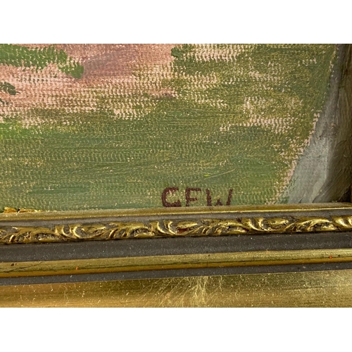 536 - Gilt framed oil painting signed CFW. 51 x 42cm