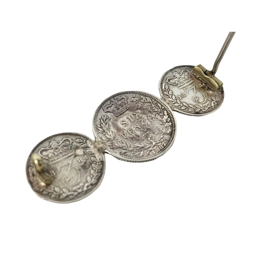 689 - Victorian silver coin brooch