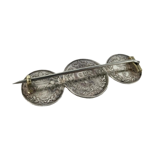 689 - Victorian silver coin brooch