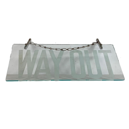 624 - Vintage Cinema “Way Out” glass sign. 51cm