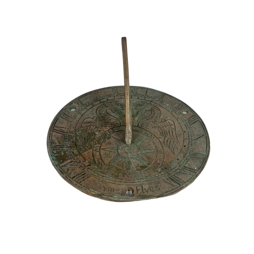 625 - 19th century brass sundial. 17.5cm