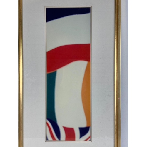 629 - Gilt framed abstract print. 45 x 83cm