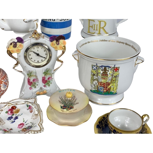 760 - Quantity of Victorian and vintage pottery. Including An early 20th century nursing feeder, large Car... 