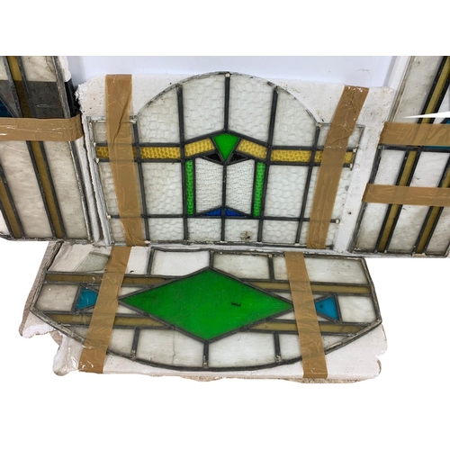 205b - 4 pieces of vintage stain glass.