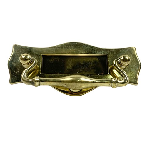 170 - Victorian brass letter plate with knocker, 23cm