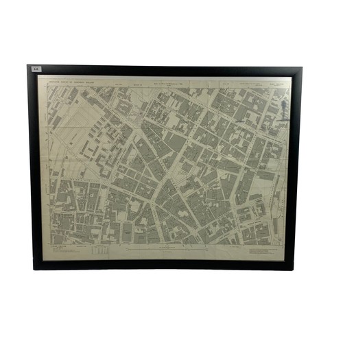 648 - Large framed ordnance survey map, Belfast. 108cm x 83cm