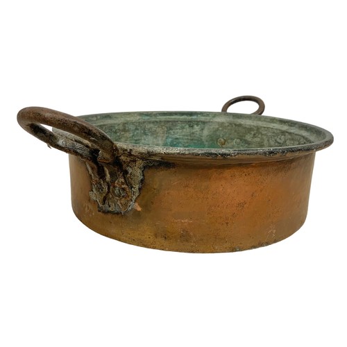 77 - Victorian copper 2 handled pan, 49cm x 11.5cm