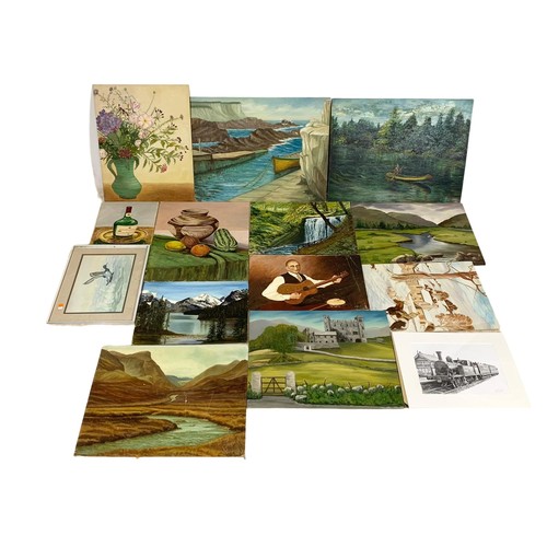 774 - Quantity of oil paintings. Largest 61cm