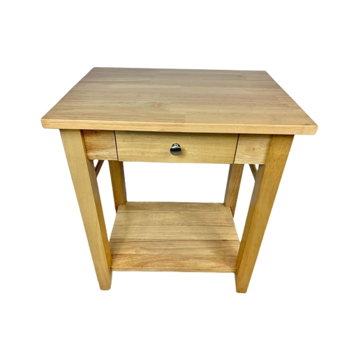 1207 - 3 modern oak console side tables with drawers. Largest 74.5 x 36 x 73.5cm