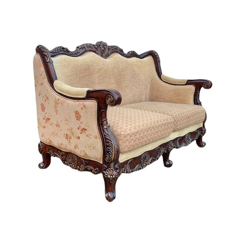 1209 - Large ornate 3 piece suite. Largest sofa 228.