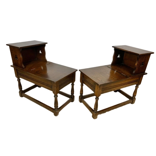 1211 - Pair of oak side storage tables. 37 x 66 x 66cm