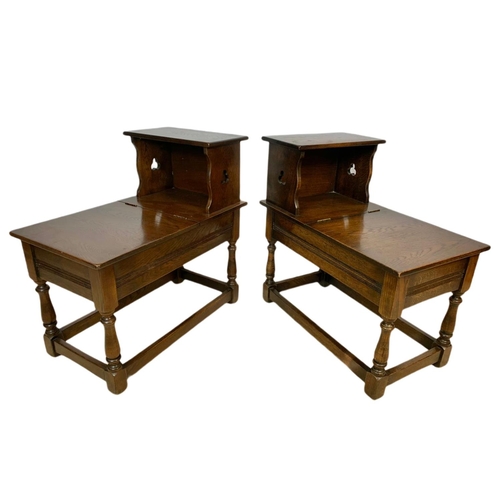 1211 - Pair of oak side storage tables. 37 x 66 x 66cm