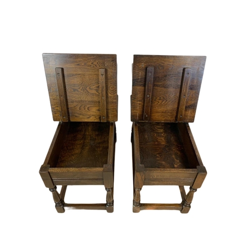 1211 - Pair of oak side storage tables. 37 x 66 x 66cm