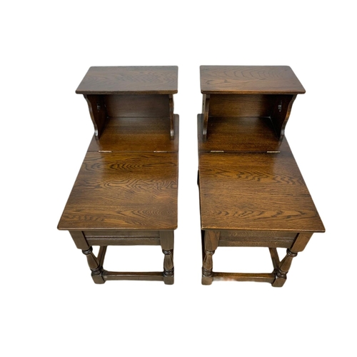 1211 - Pair of oak side storage tables. 37 x 66 x 66cm