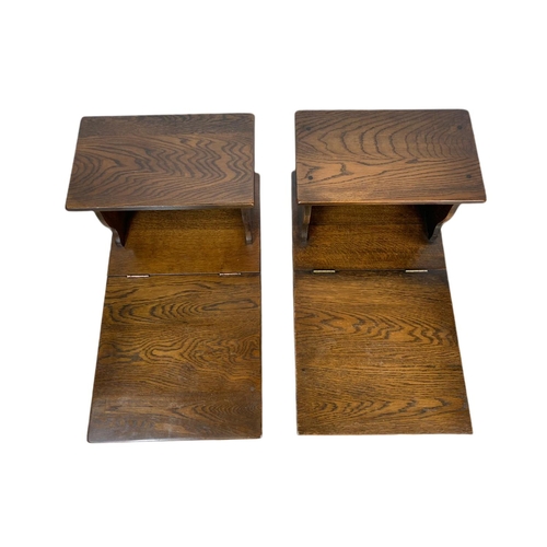 1211 - Pair of oak side storage tables. 37 x 66 x 66cm