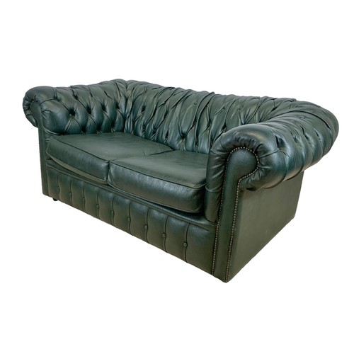 1213 - Faux leather Chesterfield 2 seater sofa.