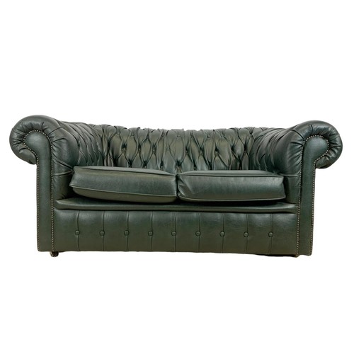 1213 - Faux leather Chesterfield 2 seater sofa.