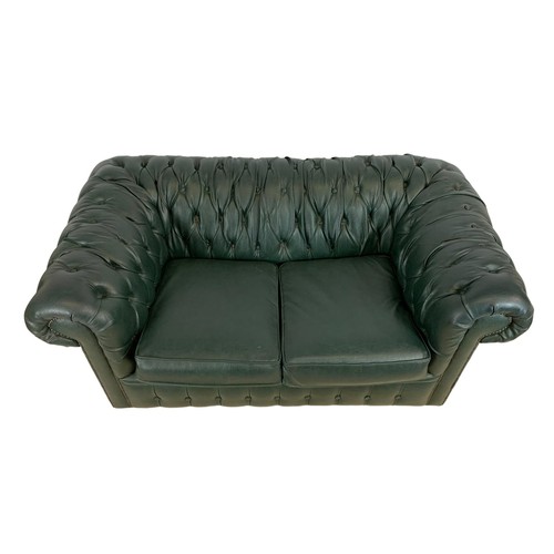 1213 - Faux leather Chesterfield 2 seater sofa.