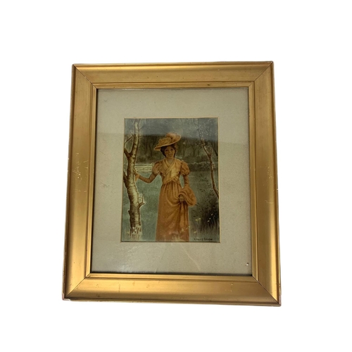 204a - 2 Edwardian gilt framed prints, 41cm x 47cm