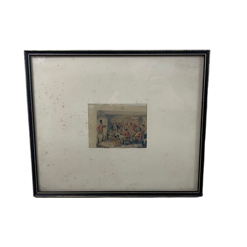 762s - 3 Edwardian prints. T. Creswick Carrickfergus print, a hunting print and a Georgian style print. Lar... 