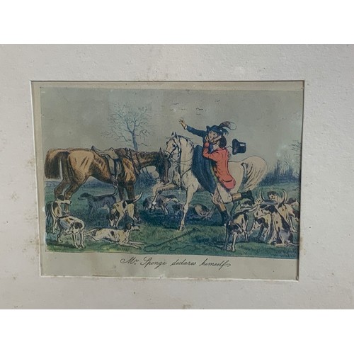 762s - 3 Edwardian prints. T. Creswick Carrickfergus print, a hunting print and a Georgian style print. Lar... 