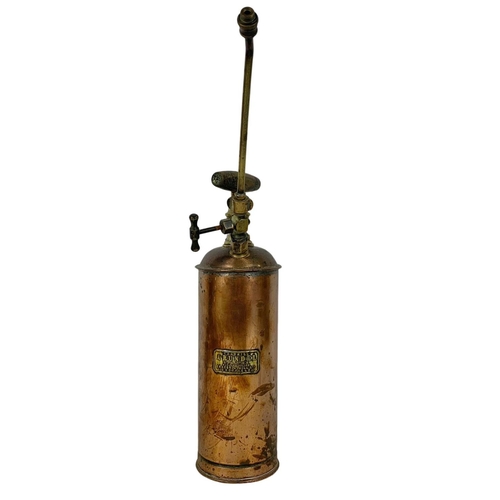 100 - Large late 19th early 20th century Nesthill Arundell copper and brass sprayer. 50cm.