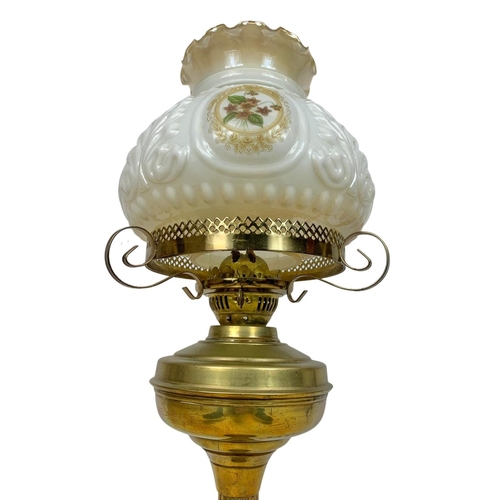 15 - Large early 20th century brass oil lamp. 71.5cm