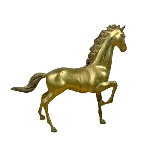 17 - Large vintage brass horse. 55 x 48cm