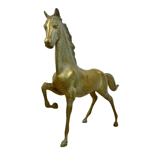 17 - Large vintage brass horse. 55 x 48cm