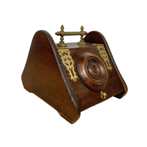 18 - Victorian mahogany and brass coal scuttle. 50 x 38 x 37cm