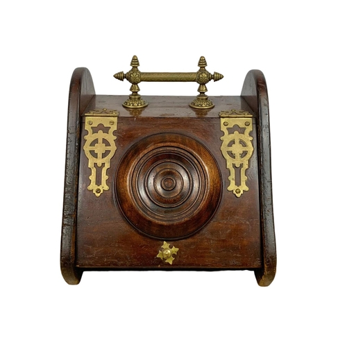 18 - Victorian mahogany and brass coal scuttle. 50 x 38 x 37cm