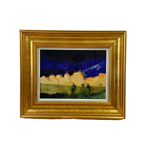 19 - Oil painting by Jim Swan. In a gilt shadowbox frame. Painting measures 40 x 30. Frame measures 60.5 ... 