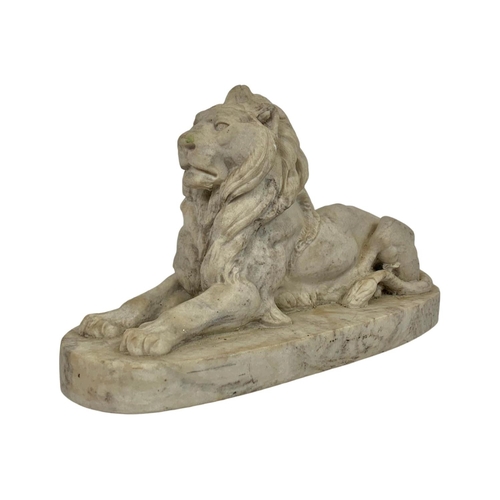 2 - 2 vintage constituted marble lions. Stamped J. P. Danbriere 1887 and louis harvier vienna 1872. 26 x... 