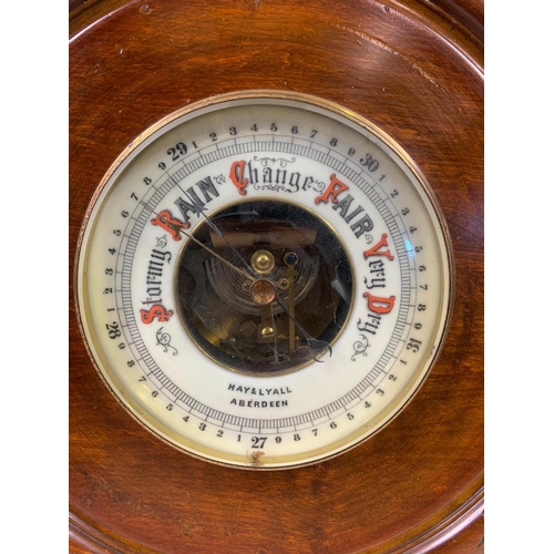 20 - Late Victorian walnut barometer. 35 x 78cm