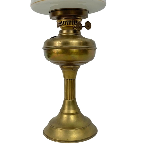 3 - Tall vintage brass oil lamp. 59cm.