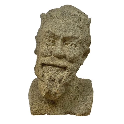 5 - Large Scottish stone bust of “Pan” 39cm