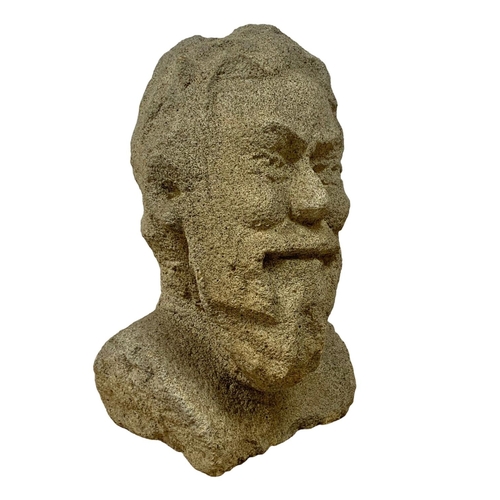 5 - Large Scottish stone bust of “Pan” 39cm