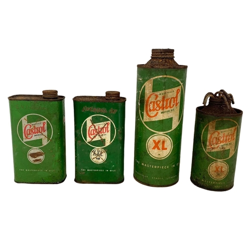 99 - 4 vintage Castrol oil cans. Largest 25cm